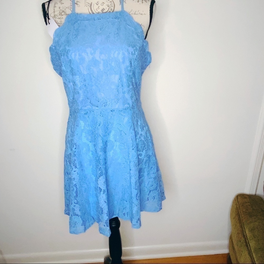 Love Riche blue lace dress with halter straps - Picture 2 of 6